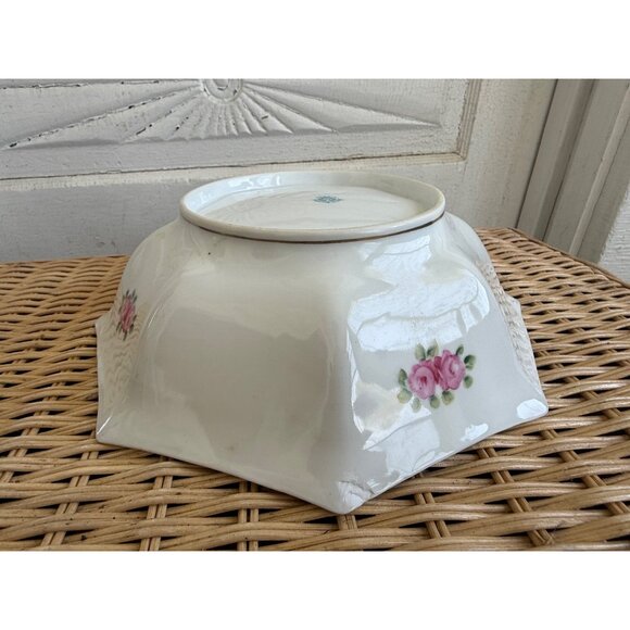 Antique 1920s Nippon Serving Bowl Hand Painted Gold Roses Floral - Picture 6 of 16